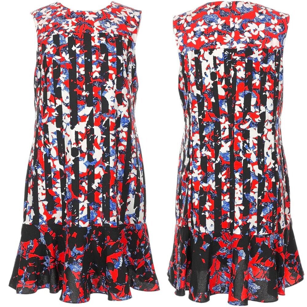 Peter Pilotto for Target Shift Dress with Hem Flounce - Red/White/Blue/Black - L